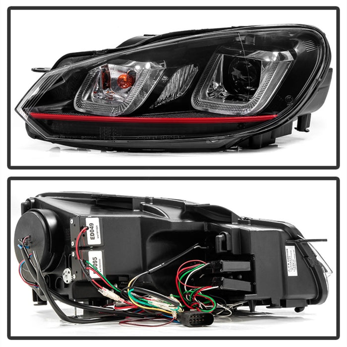 Phares de projecteur Spyder Volkswagen Golf / GTI 10-13 Version 3 - Noir PRO-YD-VG10V3R-DRL-BK