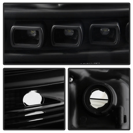 Spyder Ford Super Duty 11-16 Projector Headlights LED Halo DRL All Black PRO-YD-FS11-HL-BKV2