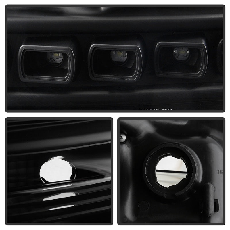 Phares de projecteur Spyder Ford Super Duty 11-16 LEDHalo DRL tout noir PRO-YD-FS11-HL-BKV2