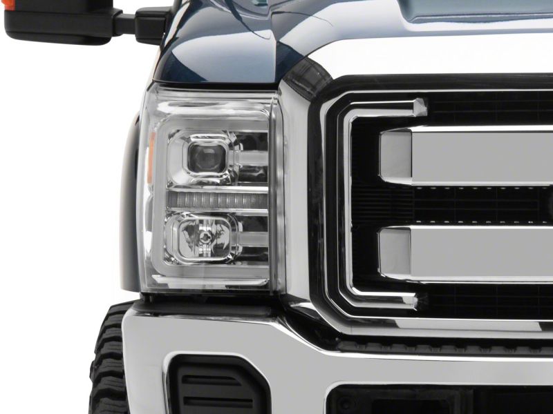 Phares de projecteur à LED Raxiom 11-16 Ford F-250 Super Duty - Boîtier chromé (lentille transparente)