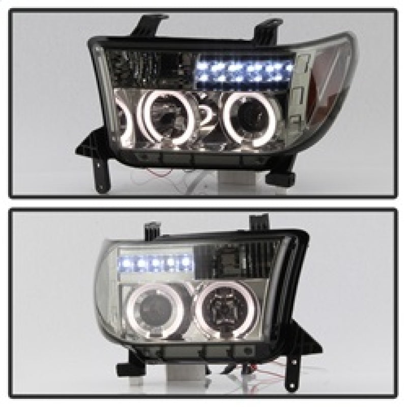 Phares de projecteur Spyder Toyota Tundra 07-13 LED Halo LED Smke PRO-YD-TTU07-HL-SM