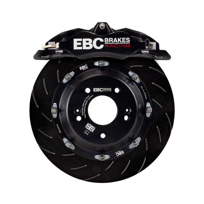 Kit de gros freins avant EBC Racing 11-18 Ford Focus ST (Mk3) Black Apollo-4 avec étriers et rotors de 355 mm