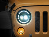Phares à LED axiaux Raxiom 97-18 Jeep Wrangler TJ/JK 7 pouces avec DRL - Boîtier noir (lentille transparente)