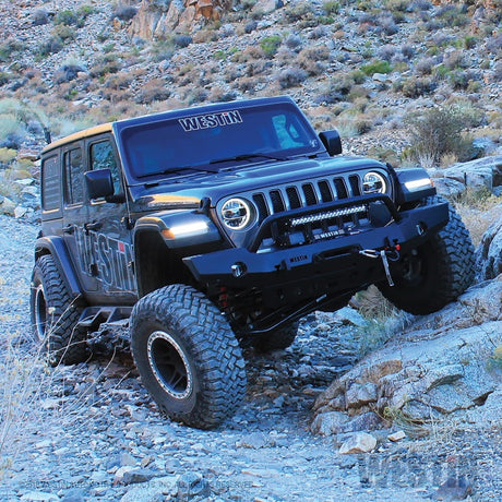Pare-chocs avant pleine largeur Westin 18-19 Jeep Wrangler JL WJ2 avec pare-buffles noir texturé