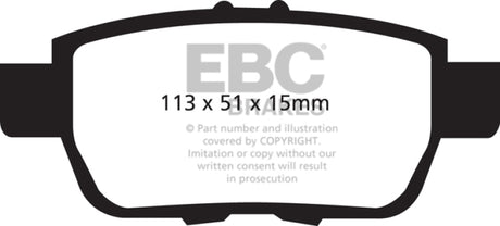 Plaquettes de frein arrière EBC 05-14 Honda Ridgeline 3.5 Greenstuff
