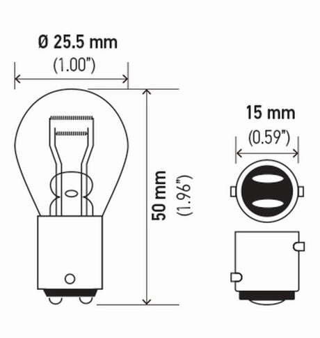 Ampoule Hella 1034 12V 23/8W Bay15D S8 (2)