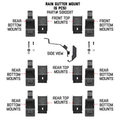 Kit de montage de gouttière de pluie Go Rhino 6 pièces pour rack SRM