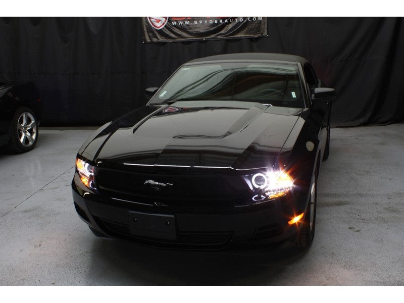 Phares de projecteur Spyder Ford Mustang 99-04 LED Halo noir haut H1 bas H1 PRO-YD-FM99-1PC-AM-BK