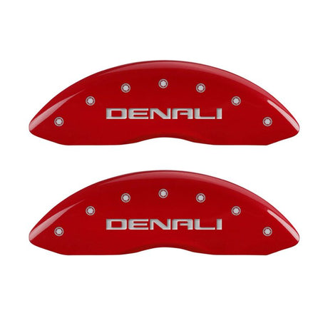 Couvre-étriers MGP 4 gravés avant et arrière, finition rouge Denali, argent Char 2018 GMC Canyon