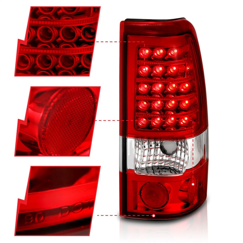 Feux arrière à LED ANZO 1999-2007 Chevrolet Silverado 1500 Rouge/Clair