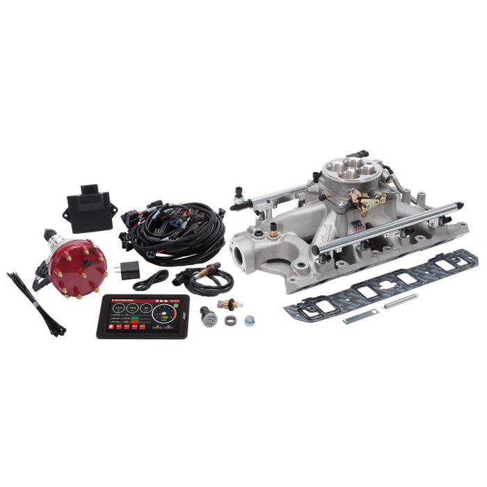 Système Edelbrock Pro Flo 4 EFI Seq Port Ford Super Victor 8.2 302-347 625 CV 35 lb/h Finition satinée