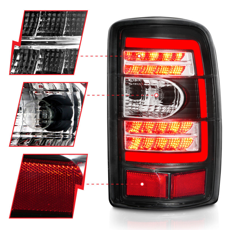 ANZO 2000-2006 Chevrolet Tahoe LED Tail Lights w/ Clear Lens Black Housing