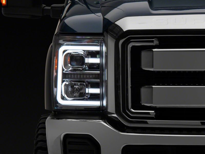 Phares de projecteur à LED Raxiom 11-16 Ford F-250 Super Duty - Boîtier chromé (lentille transparente)