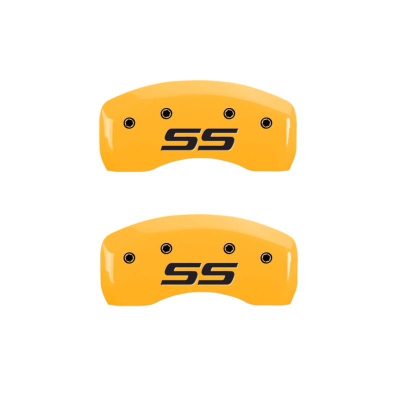 MGP 4 Caliper Covers Engraved Front & Rear Monte Carlo SS Yellow Finish Black Char 2008 Chevy Impala