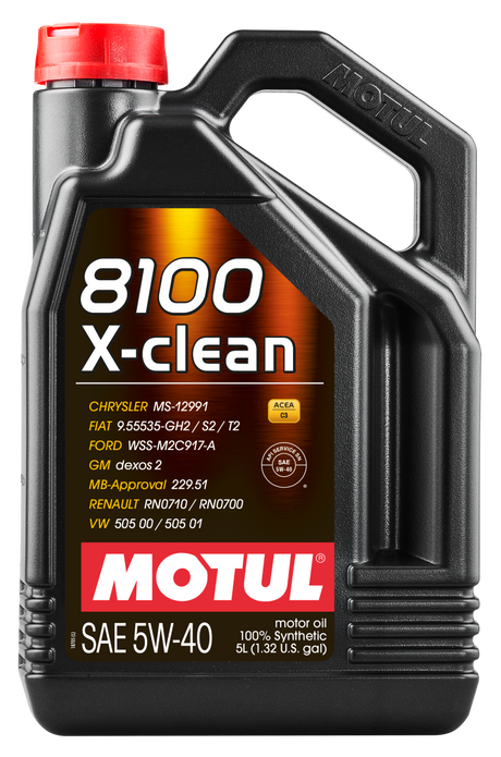 Huile moteur synthétique Motul 5L 8100 5W40 X-CLEAN C3 -505 01-502 00-505 00-LL04