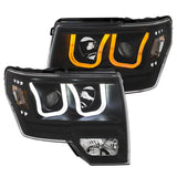 Phares de projecteur ANZO 2009-2014 Ford F-150 avec interrupteur en U noir et ambre