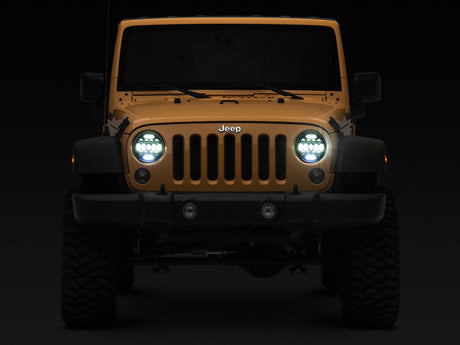 Phares à 13 LED Raxiom pour Jeep Wrangler TJ/JK Axial Series 97-18 - Boîtier noir (lentille transparente)