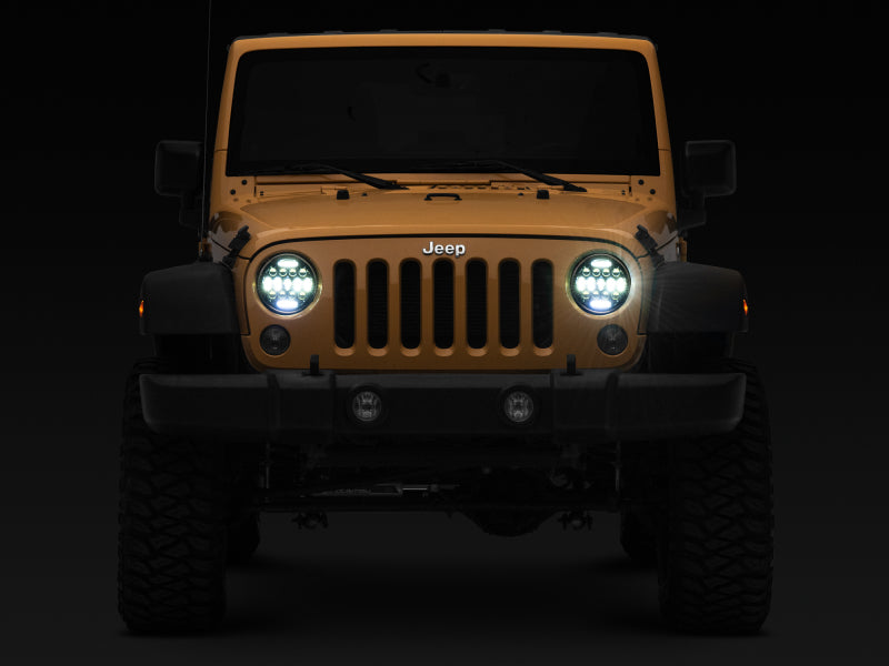 Phares à 13 LED Raxiom pour Jeep Wrangler TJ/JK Axial Series 97-18 - Boîtier noir (lentille transparente)