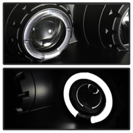 Phares de projecteur Spyder Mitsubishi Eclipse 97-99 LED Halo noir haut H1 bas H1 PRO-YD-ME97-HL-BK