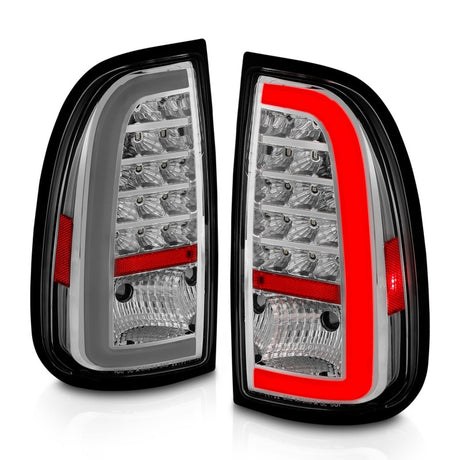 Feux arrière à LED ANZO 00-06 Toyota Tundra avec barre lumineuse, boîtier chromé, lentille transparente