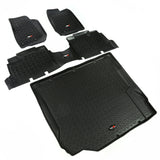 Revêtement de sol avant/arrière/cargo Rugged Ridge noir pour Jeep Wrangler JK 4 portes 2007-2010