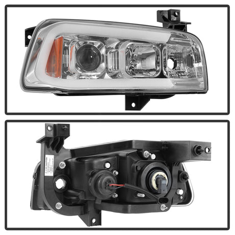 Phares de projecteur Spyder Dodge Charger 06-10 - Barre lumineuse à LED - Chrome PRO-YD-DCH05V2-LB-C