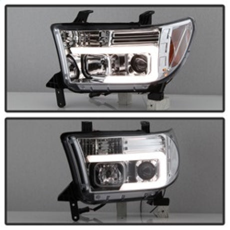 Phares de projecteur DRL à barre lumineuse Spyder 07-13 Toyota Tundra V2 - Chrome (PRO-YD-TTU07V2-LB-C)