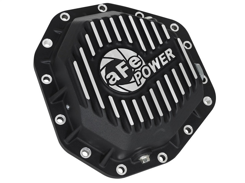 aFe Power Pro Series Rear Diff Cover Black w/Machined Fins 17-19 Ford Diesel Trucks V8-6.7L w/ Oil