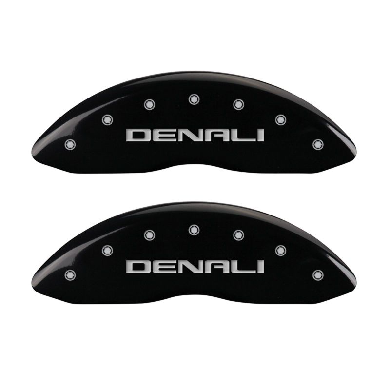 Couvre-étriers MGP 4 gravés avant et arrière Denali Black finition argent ch