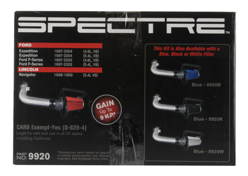 Kit d'admission d'air Spectre 97-03 Ford Expedition V8-4.6/5.4LF/I - Poli avec filtre rouge