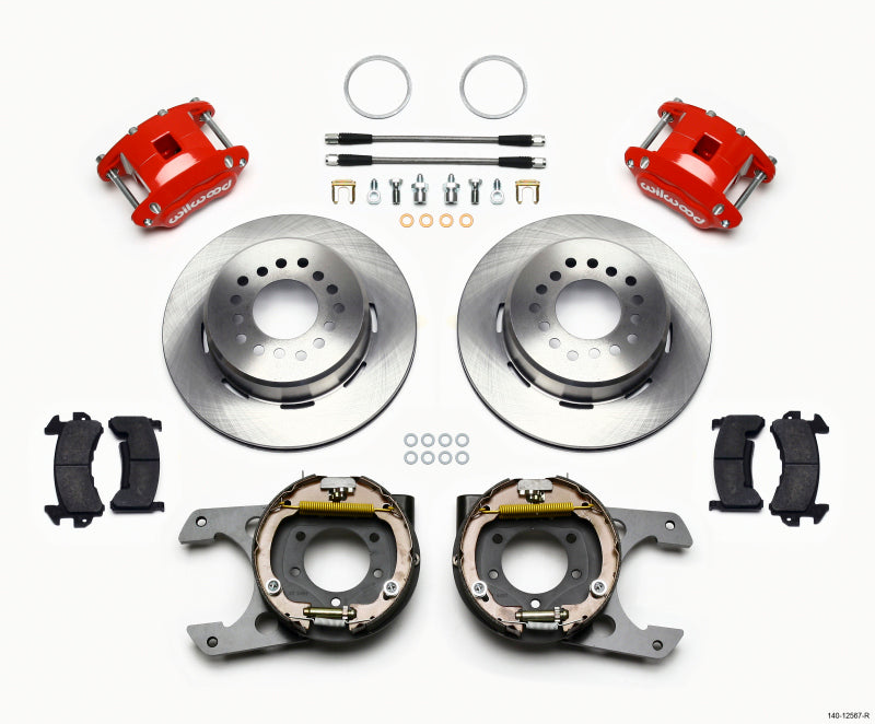Kit de frein de stationnement Wilwood D154 P/S Jeep Dana 35 rouge 2,56 Off 5 cosses avec conduites