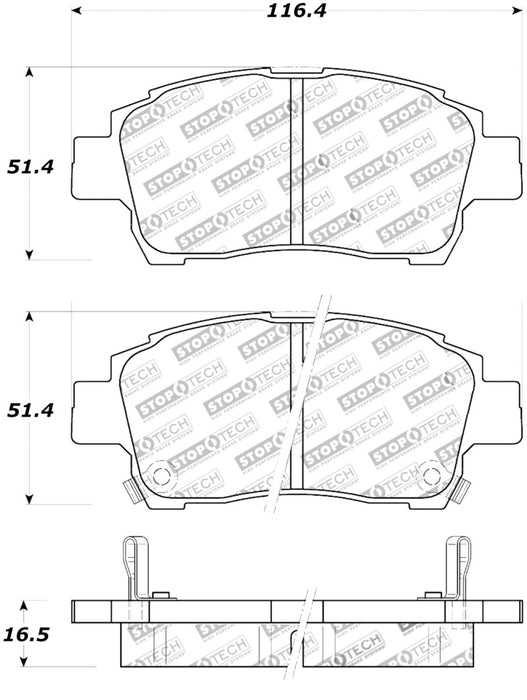 Plaquettes de frein avant StopTech Street Touring 00-05 Spyder MR2 / 00 Celica GT