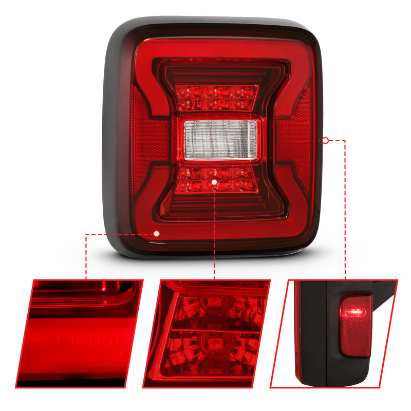 Feux arrière à LED ANZO 18-19 Jeep Wrangler JL Noir
