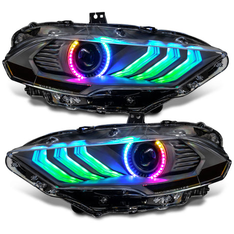 Phares à DEL Dynamic ColorSHIFT pour Ford Mustang 18-23 d'Oracle Lighting - Série noire VOIR LA GARANTIE