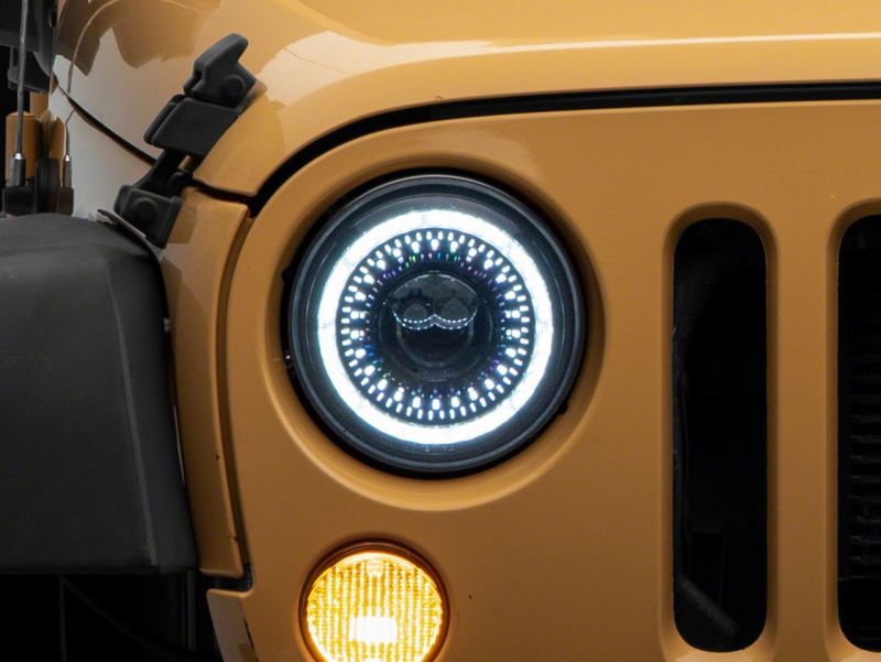 Phares à DEL Raxiom 07-18 Jeep Wrangler JK Axial Series 7 pouces Dragon Eye - Boîtier noir (lentille transparente)