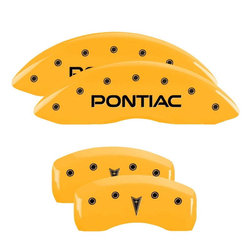 MGP 4 Caliper Covers Engraved Front & Rear MGP Yellow Finish Black Char 2002 Pontiac Firebird