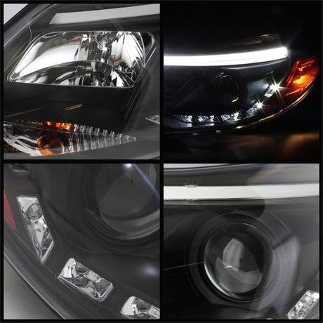 Phares de projecteur Spyder Ford Focus 12-14 Modèle halogène uniquement - DRL Noir PRO-YD-FF12-DRL-BK
