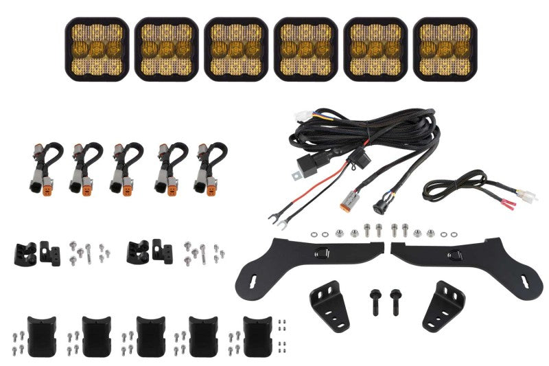 Kit de barre lumineuse CrossLink pour calandre Ford Raptor SS5 17-20 de Diode Dynamics - Combo jaune sport