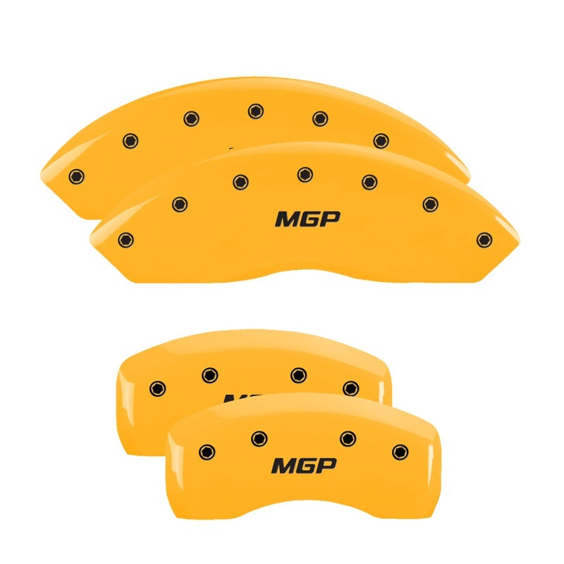 MGP 4 Caliper Covers Engraved Front & Rear Denali Yellow Finish Black Char 2017 GMC Acadia