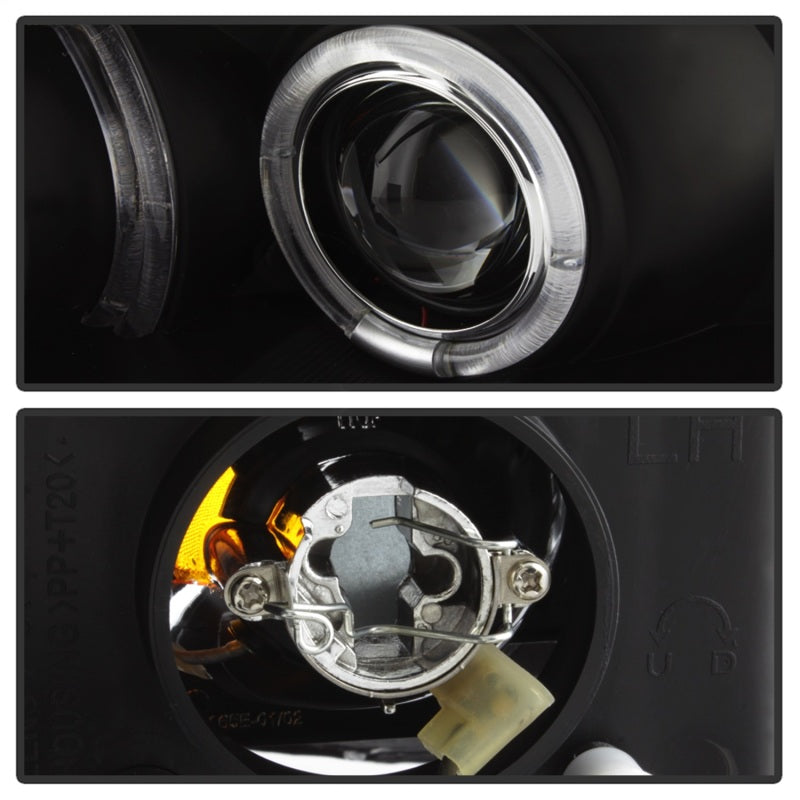 Phares de projecteur Spyder Honda Civic 06-08 2 portes LED Halo noir haut H1 bas H1 PRO-YD-HC06-2D-HL-BK