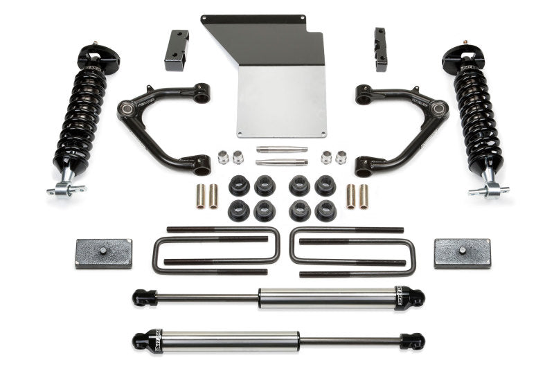 Fabtech 14-18 GM K1500 avec système UCA Uniball UCA 4 pouces en aluminium d'origine avec amortisseurs DL 2,5 et amortisseurs arrière DL