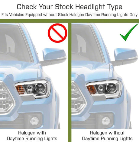 Raxiom 16-23 Toyota Tacoma avec phares halogènes DRL à LED d'usine - Boîtier noir (lentille transparente)