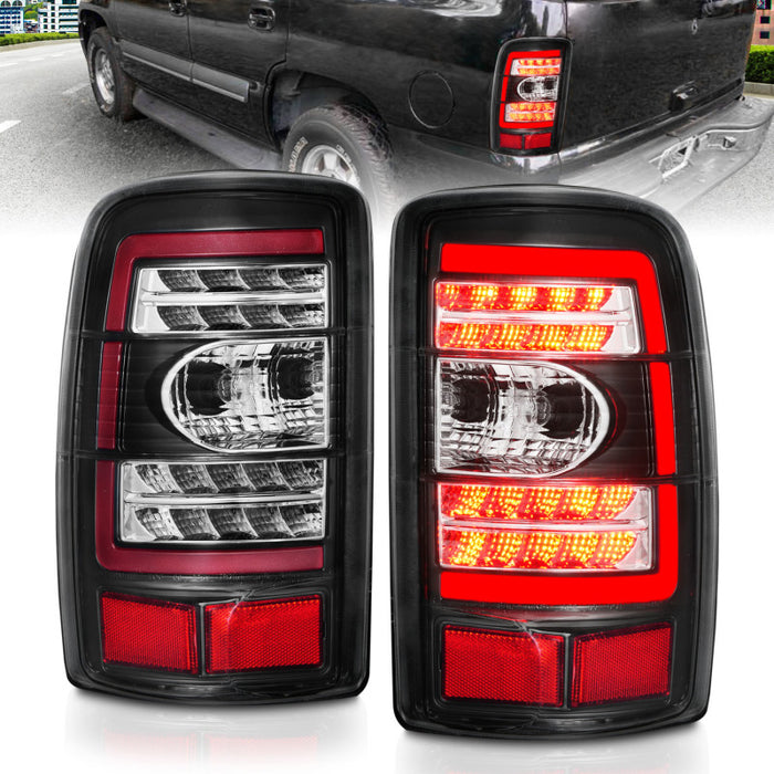 Feux arrière à LED ANZO 2000-2006 Chevrolet Tahoe avec lentille transparente et boîtier noir