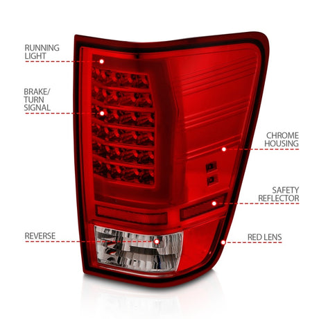 Feux arrière à LED Anzo 04-15 Nissan Titan avec boîtier chromé et lentille rouge/transparente