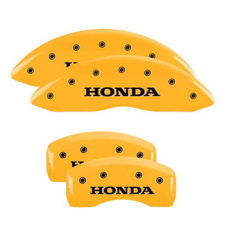 Couvre-étriers MGP 4 gravés avant et arrière Honda finition jaune noir ch