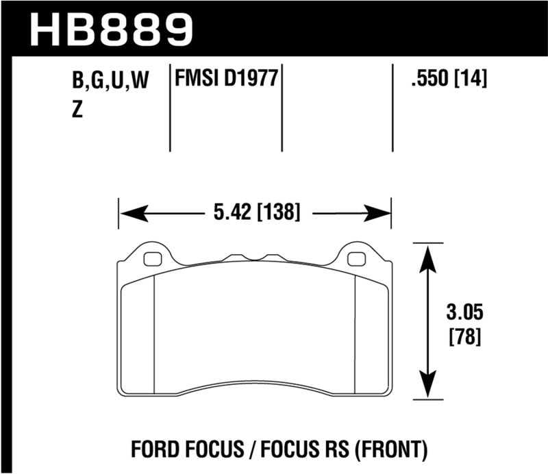 Plaquettes de frein avant pour Ford Focus HPS 5.0 2017 Hawk