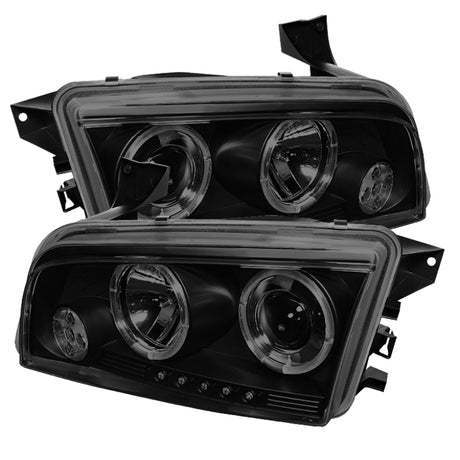 Phares de projecteur Spyder Dodge Charger 06-10 Halogène-LED Halo LED Blk Smke PRO-YD-DCH05-LED-BSM