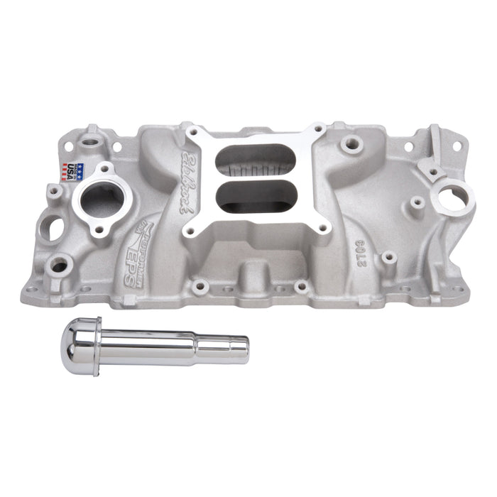 Collecteur d'admission Edelbrock Performer Eps avec tube de remplissage d'huile et reniflard pour Small-Block Chevy