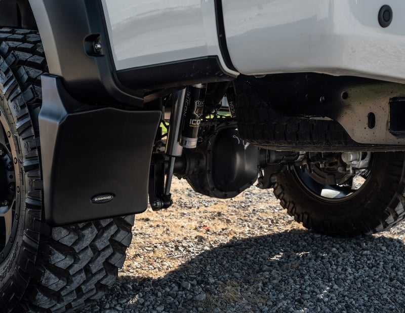 Bushwacker 11-16 Ford F250/350 Super Duty Rear Mud Flaps (Fits Pocket Style Flares)