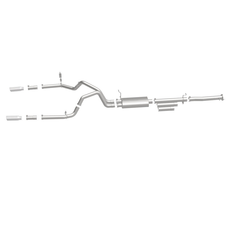 Échappement Cat-Back MagnaFlow en acier inoxydable 2015 Chevy Silverado 2500HD 6,0 L à double sortie arrière divisée 4 po